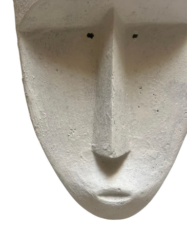 Huge Timor Mask Sculpture Contemporary Chalk White Mask