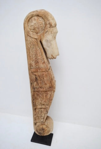 Sea Horse Huge Vintage Balinese Wood Sculpture with Iron Stand