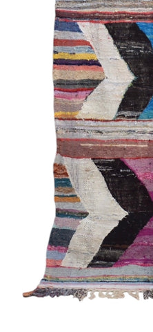Vintage Moroccan Hanbal Rug Flatweave Colourful Geometric Area Rug 