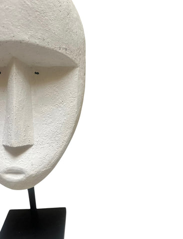 Huge Timor Mask Sculpture Contemporary Chalk White Mask