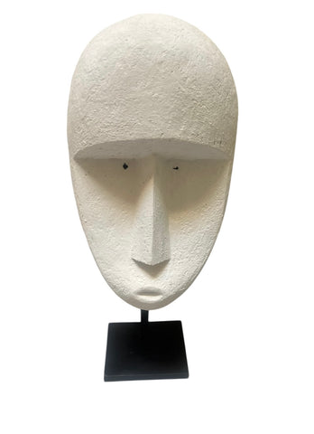 Huge Timor Mask Sculpture Contemporary Chalk White Mask