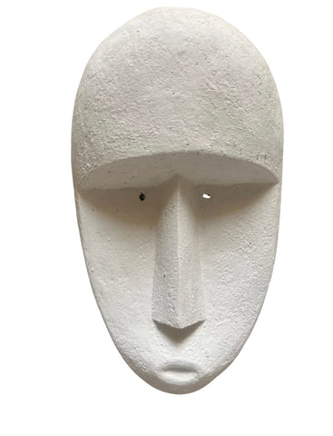 Huge Timor Mask Sculpture Contemporary Chalk White Mask