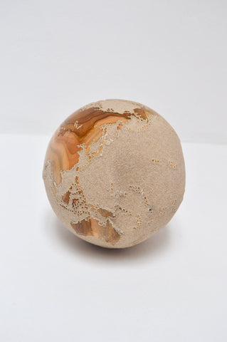 Teak Wood Globe 20 CM White Sand on Rotative Base ID 174