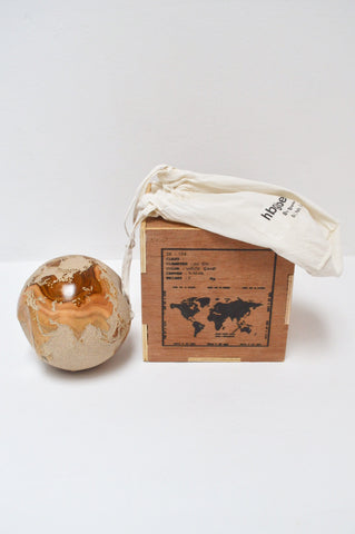 Teak Wood Globe 20 CM White Sand on Rotative Base ID 174