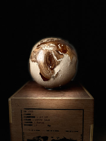 Teak Wood Globe 20 CM White Sand on Rotative base ID 147