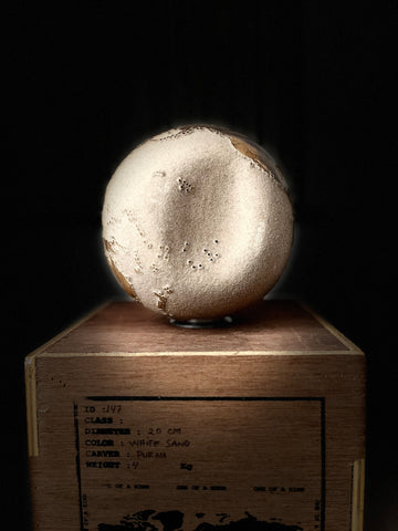 Teak Wood Globe 20 CM White Sand on Rotative base ID 147