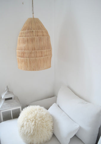 Raffia Palm Light Shade Cone XL Natural Woven Raffia Pendant Light BoutiqueMaroc