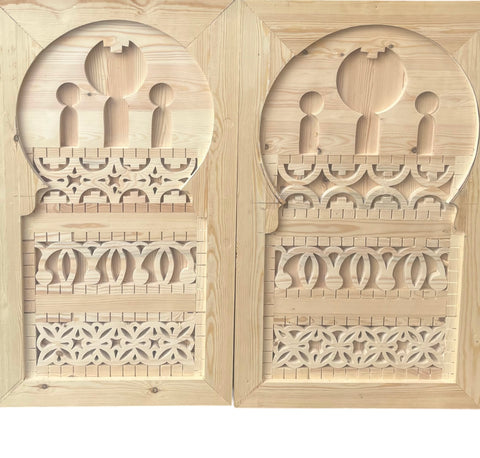 Moroccan Window Shutters Hand Carved Teak Wood Window Door Decor