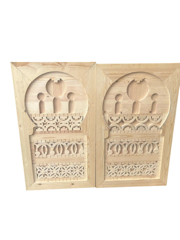 Moroccan Window Shutters Hand Carved Teak Wood Window Door Decor