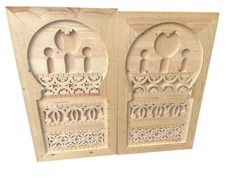 Moroccan Window Shutters Hand Carved Teak Wood Window Door Decor