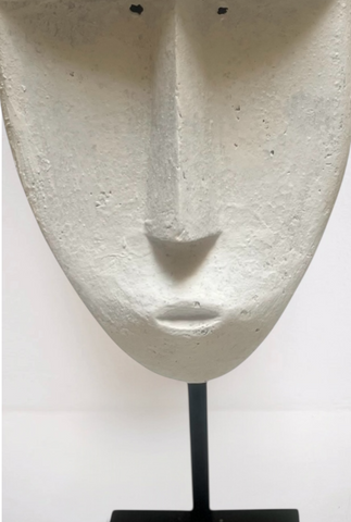 Huge Timor Mask Sculpture Contemporary Chalk White Mask