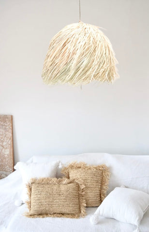 Raffia Palm Ball lamp Natural Woven Raffia Pendant Light BoutiqueMaroc