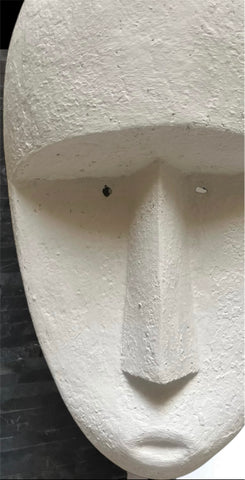 Huge Timor Mask Sculpture Contemporary Chalk White Mask