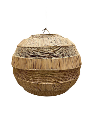 Raffia Palm Ball lamp XL Natural Woven Crochet Raffia Pendant Light BoutiqueMaroc