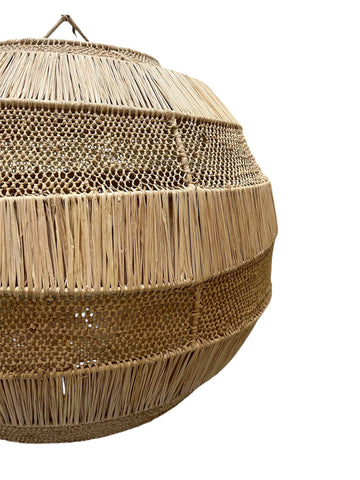 Raffia Palm Ball lamp XL Natural Woven Crochet Raffia Pendant Light BoutiqueMaroc