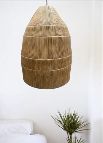 Raffia Palm Light Shade Cone XL Natural Woven Raffia Pendant Light BoutiqueMaroc