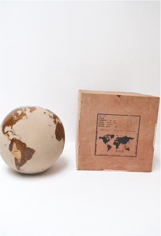 Teak Wood Globe 40 CM White Sand on Rotative Base ID 013