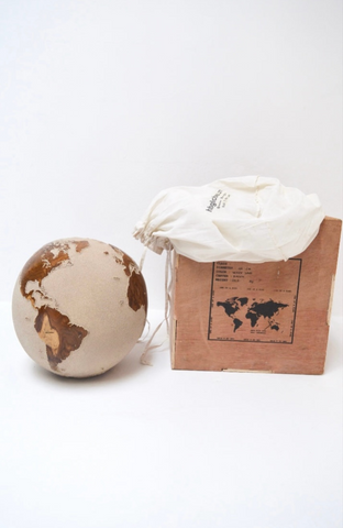 Teak Wood Globe 40 CM White Sand on Rotative Base ID 013