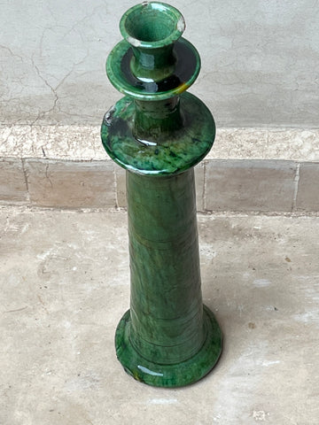 Tamegroute Candlestick Exclusive Green Glaze Berber Pottery
