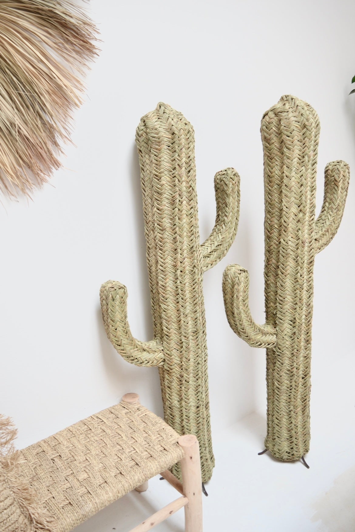 Moroccan Decorative Straw Cactus, Handmade straw cactus rattan , Bohemian  Decor
