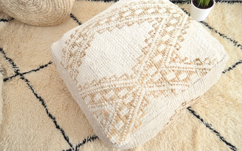 Vintage Beni Ourain Pouf Berber Floor Cushion Pillow