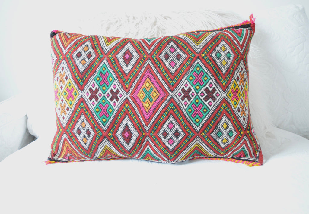 Vintage Moroccan Berber Pillow Kilim