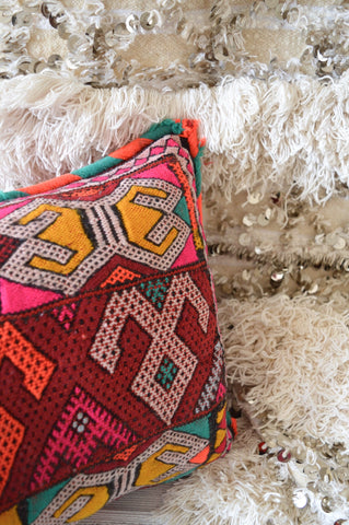 XL Vintage Moroccan Berber Pillow Kilim