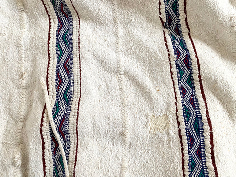 Vintage White Moroccan Wedding Blanket Vintage Handira Throw Rug