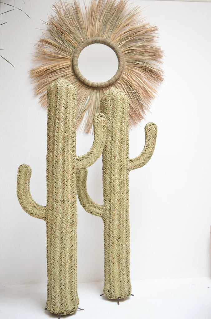 Moroccan Decorative Straw Cactus, Handmade Straw Cactus Rattan