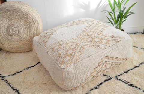 Vintage Beni Ourain Pouf Berber Floor Cushion Pillow Pouf