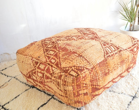 Moroccan Berber Pouf Vintage Rug Pouf Floor Pillow