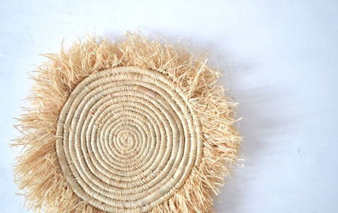 Moroccan Rattan Placemat Wedding Charger Woven Raffia Fringe
