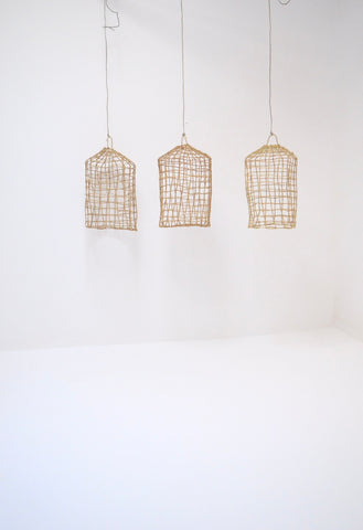 Ourika Sun Moroccan Rattan Cage Lampshade Set of 3 Pendant Lampshades Natural Rattan woven Lampshade