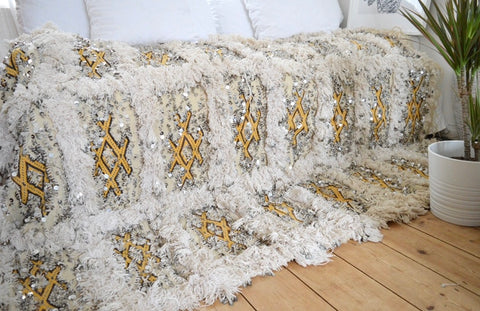 Queen Vintage Moroccan Wedding Blanket Handira