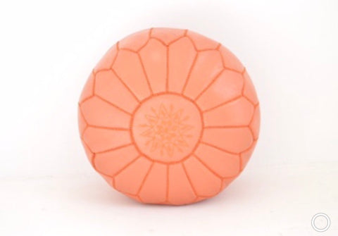 Moroccan Leather Pouf Coral Leather Poufe