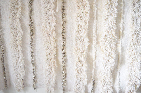 Vintage White Moroccan Wedding Blanket Handira Throw H839