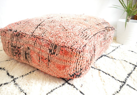 Moroccan Pouf Vintage Boujaad Pouf  Berber Rug Pouf Handmade Pouf Floor Pillow