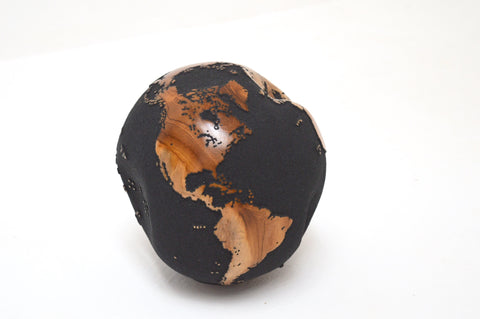  Wood Globe 20CM Black on Rotative Base