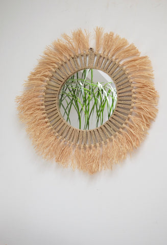 Maya Moroccan Round Rattan Woven Mirror