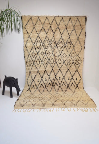 Vintage BENI OURAIN Rug Hand Woven Wool Rug