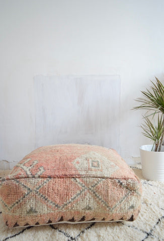 Moroccan Boujaad Pouf Vintage Berber Rug Pouf Floor Pillow