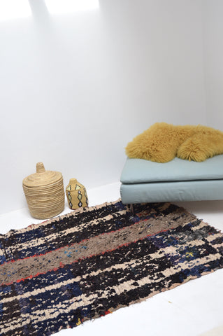 Vintage Boucherouite rug Moroccan Berber Rug