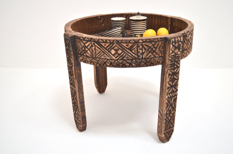 Moroccan Chakki Table Hand Carved Tall Table