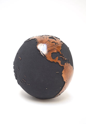 Teak Wood Globe 40 CM Black on Rotative Base