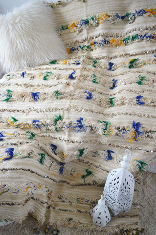 Vintage Moroccan Wedding Blanket Throw H693