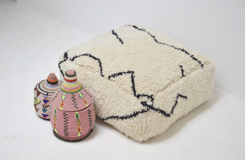 Vintage Beni Ourain Floor Cushion Berber Pillow