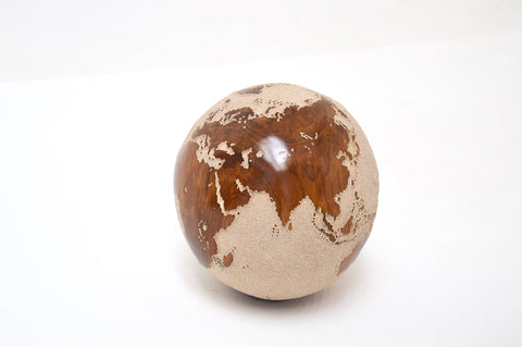 Teak Wood Globe 20CM White on Rotative Basel