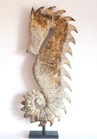 SeaHorse Sculpture Hugr Handcarved by Artisans Indonesia 
