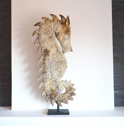 SeaHorse Sculpture Hugr Handcarved by Artisans Indonesia 