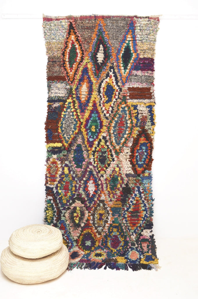 Vintage Boucherouite Moroccan Rug